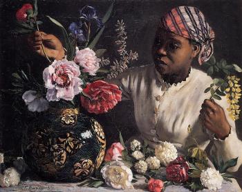 Jean Frederic African woman with Peonies